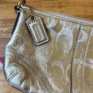 Vintage All Leather Coach Gold Signature Wristlet
